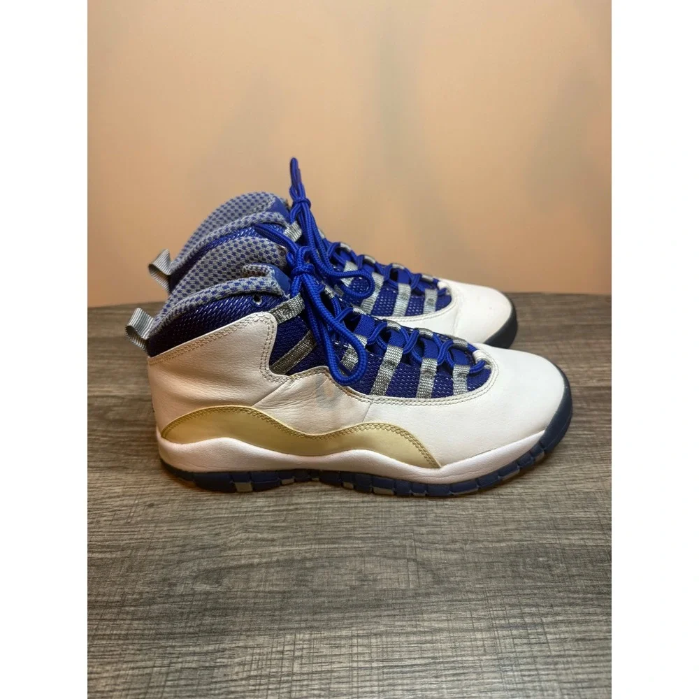 Air Jordan 10 Retro TXT GS Old Royal White Blue Sneakers 487215-107 Kids 6Y